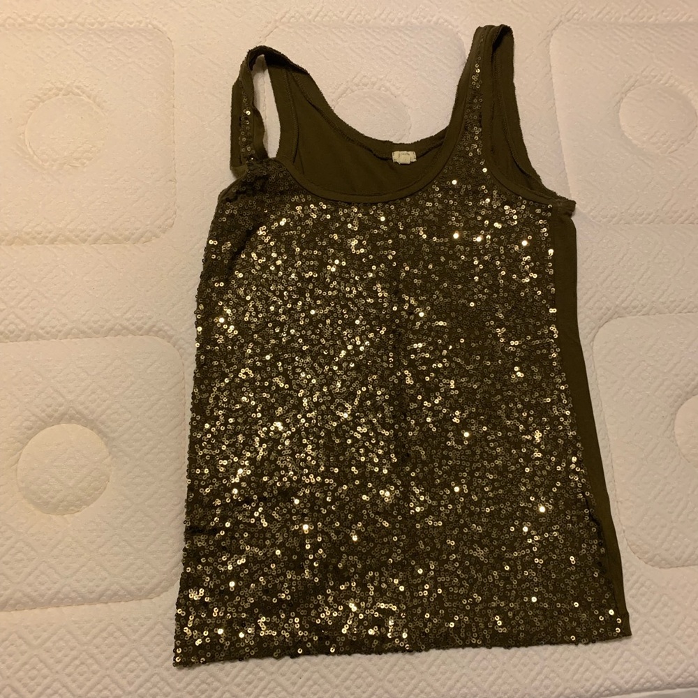 JCrew Olive Green Sequin stank-XS